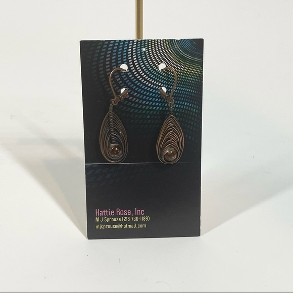 Handmade Copper & Chinese Labradorite Dangling Earrings - Picture 3 of 3